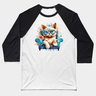 Whiskers and Whimsy siting on a couch Baseball T-Shirt